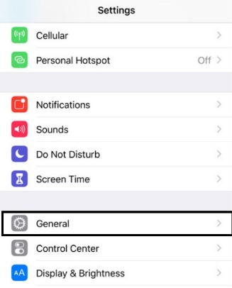iOS Settings General