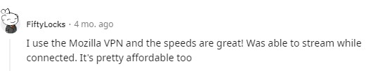 Reddit recommendation for VPN