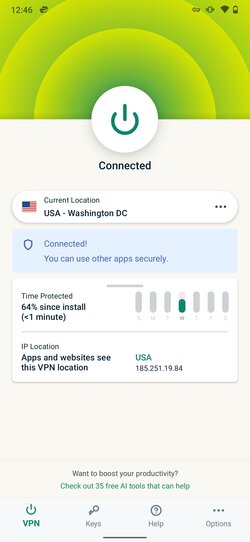 Android application interface ExpressVPN img