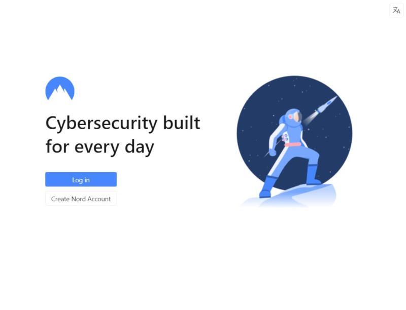 NordVPN app log in screen