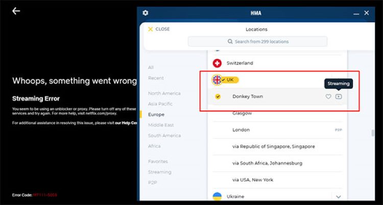 Streaming issues with HMA