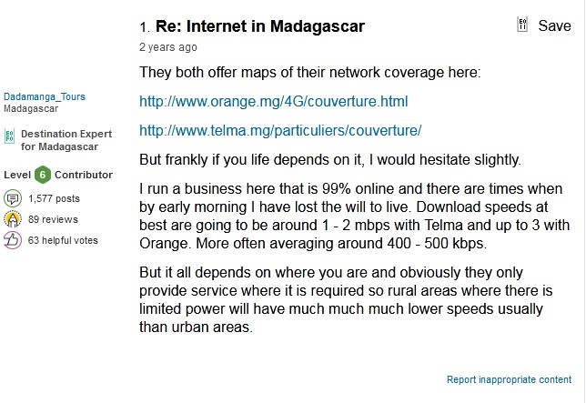 Internet speed in Madagascar