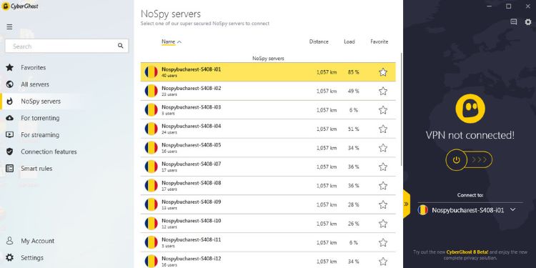 CyberGhost servers