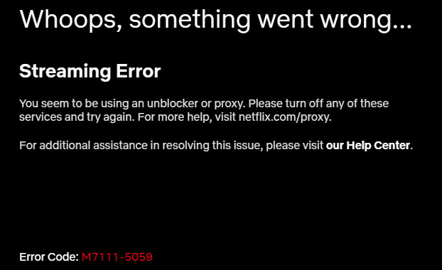 Netflix streaming error with SlickVPN