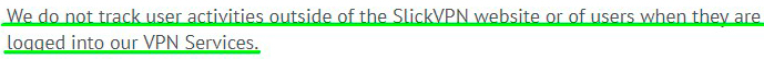SlickVPN privacy policy
