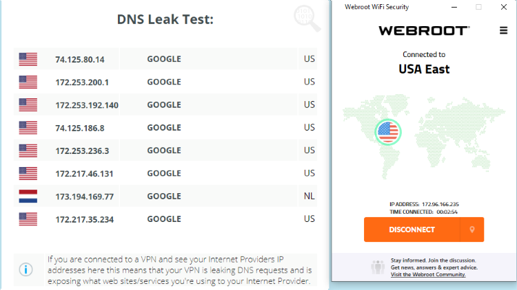 Webroot leak test