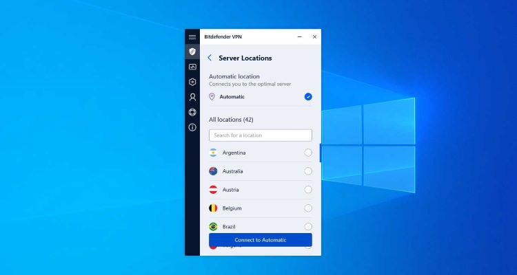 Bitdefender VPN changing server