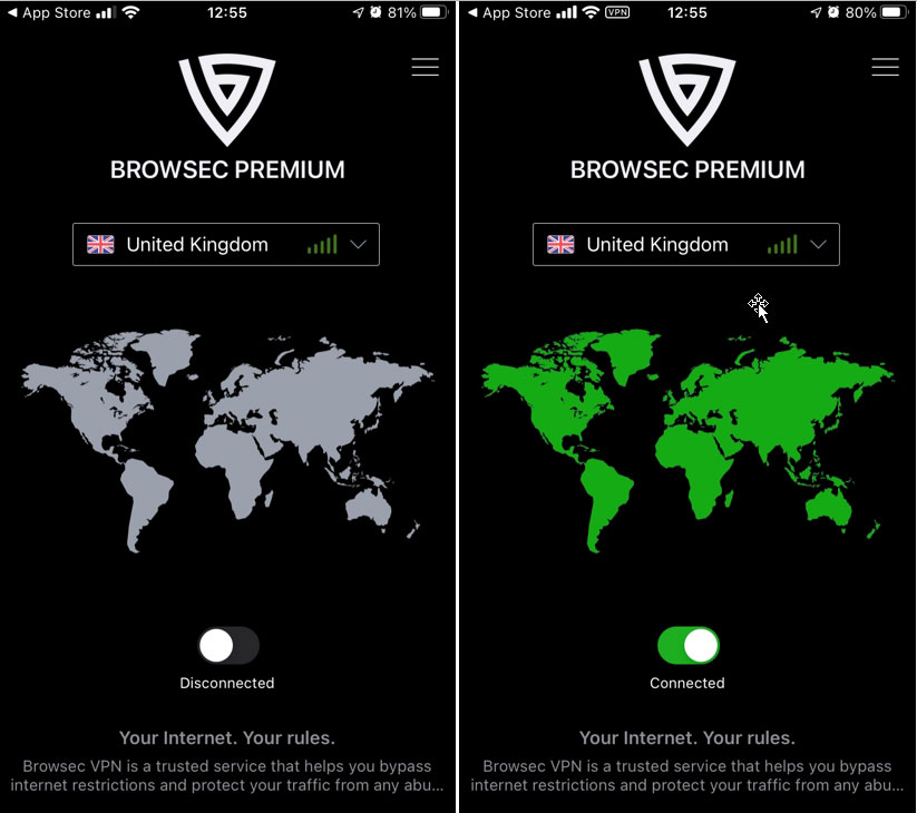 Browsec Smartphone iOS App