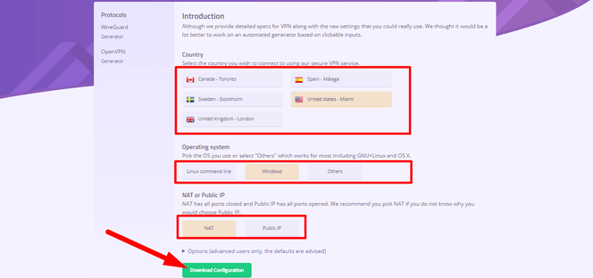 Download configuration