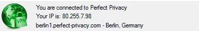 Perfect privacy connected to DE server