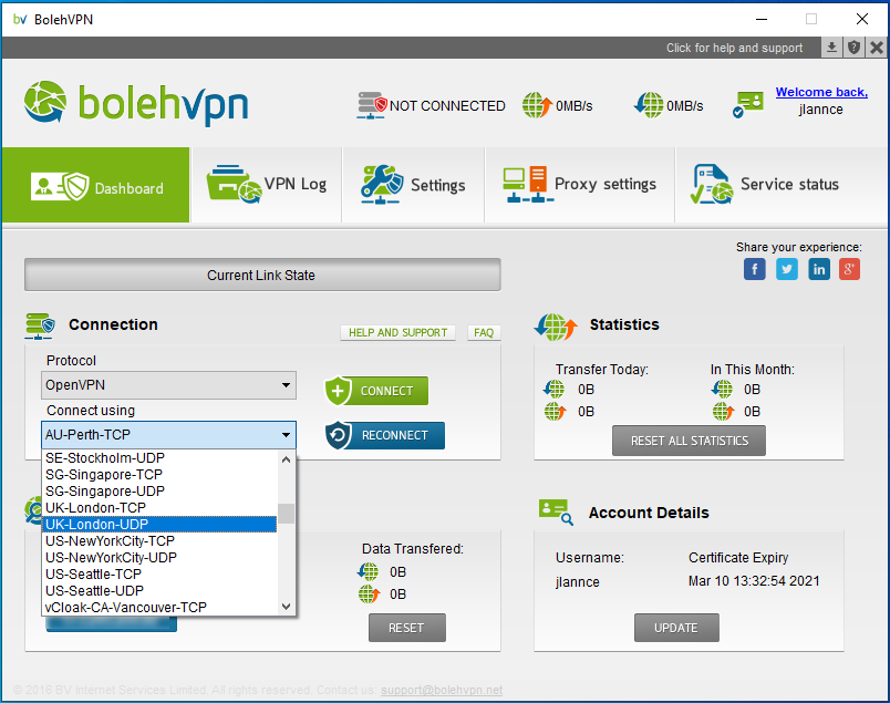 BolehVPN protocols