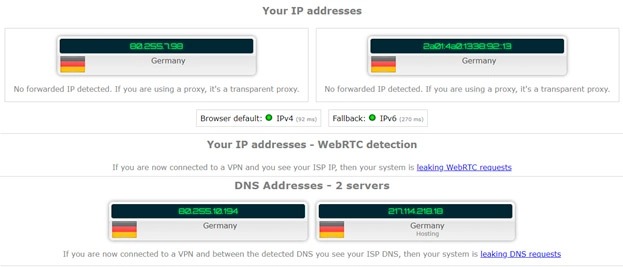 Perfect privacy IP leak test