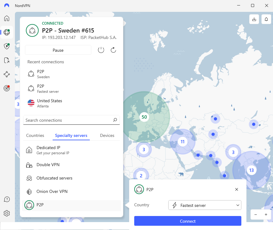 nordvpn specialized p2p servers 