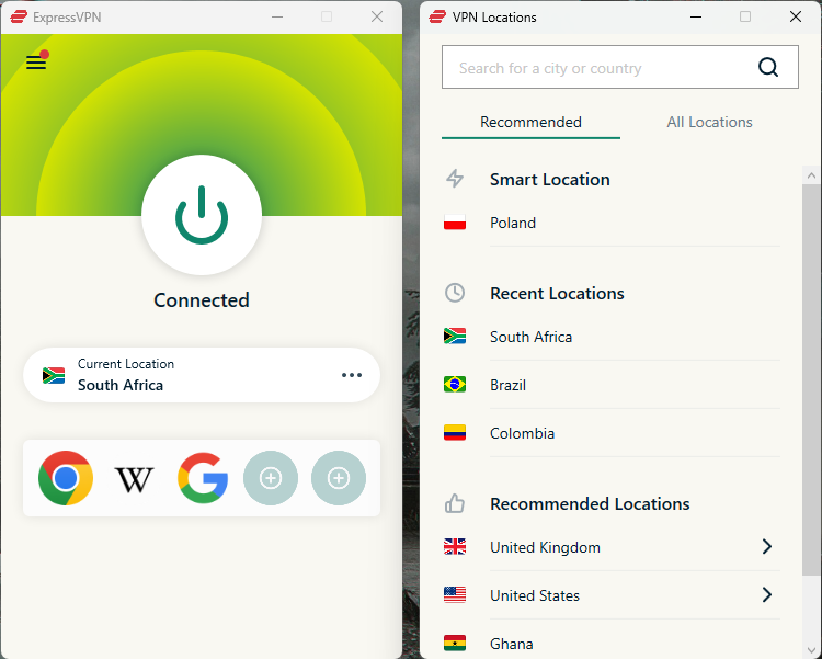 ExpressVPN’s interface