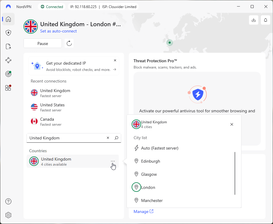 nordvpn connect to uk server