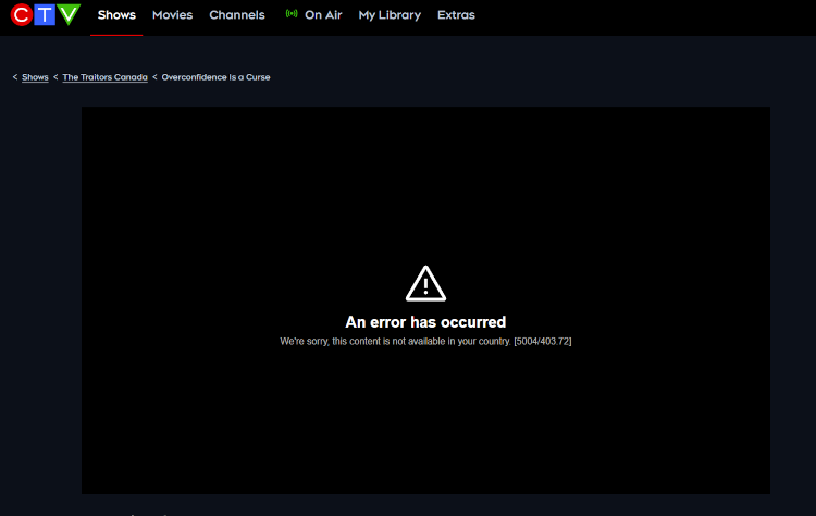 CTV not working outside of Canada