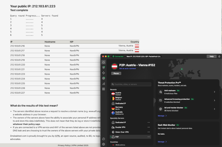Testing NordVPN’s DNS leak protection