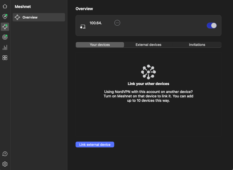 NordVPN’s Meshnet feature on Mac