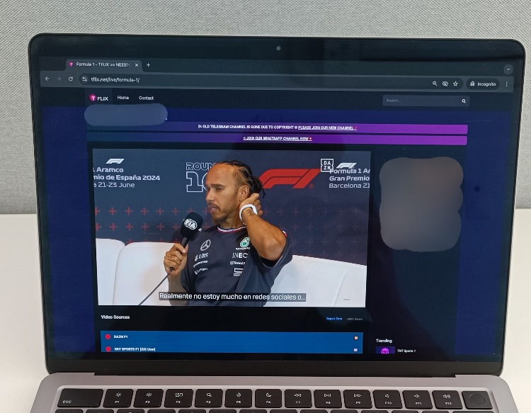 Sports event playing on TV.tflix.app via laptop stream