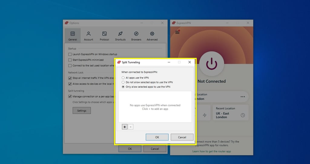 ExpressVPN Split Tunneling setup step 3