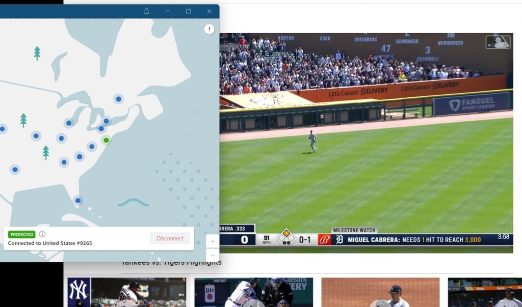 MLB TV with NordVPN