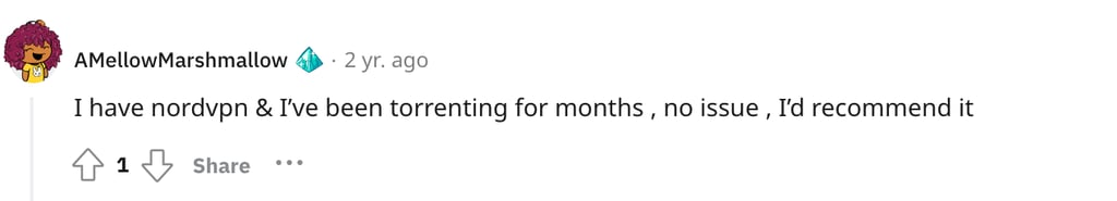 Reddit post about NordVPN