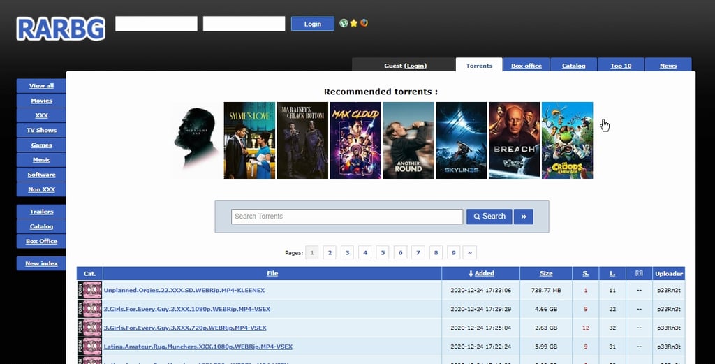 RARBG main page
