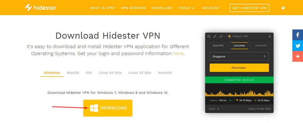 Registration to Hidester VPN services 2