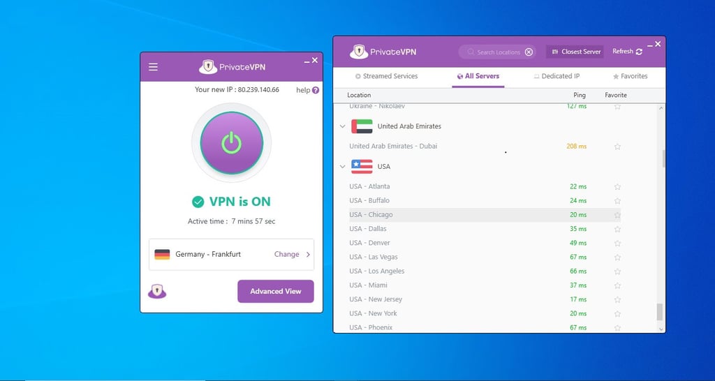 PrivateVPN servers