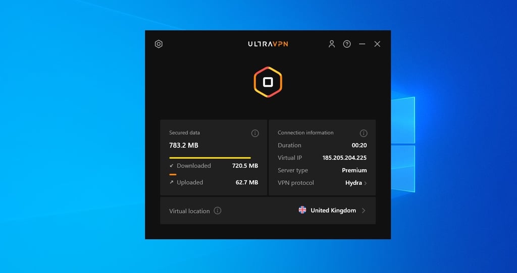 UltraVPN connection information