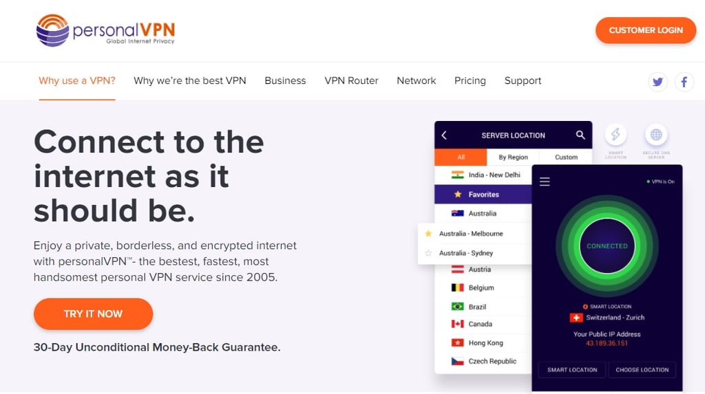 PersonalVPN main page