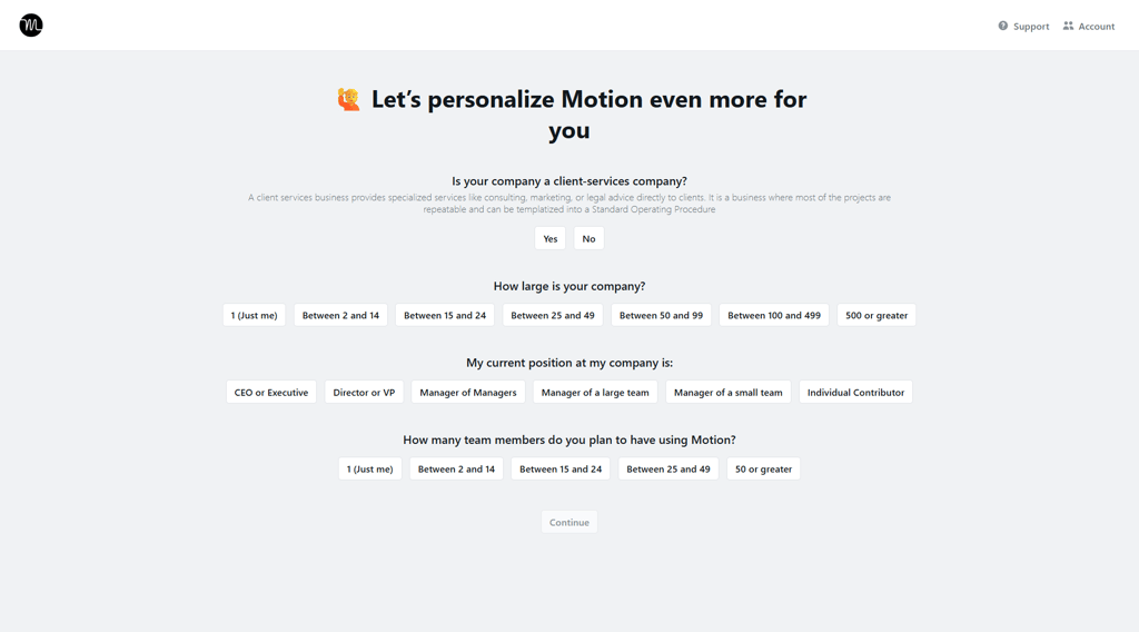motion ai setup profile