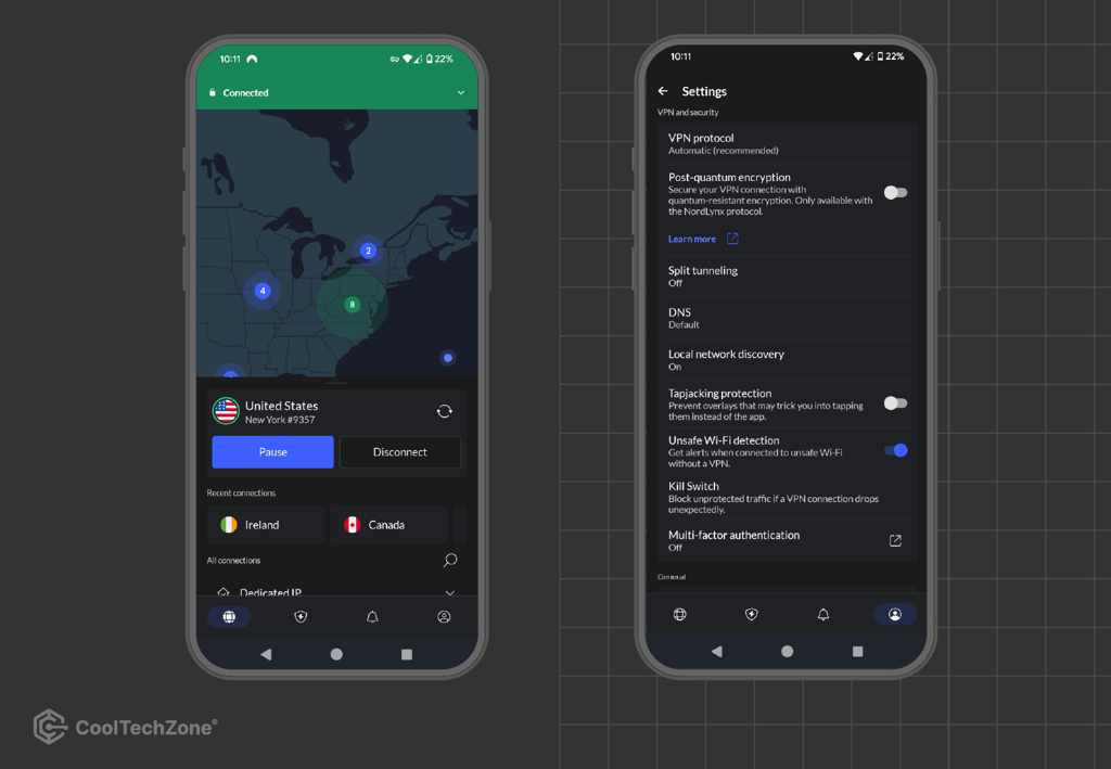 NordVPN app interface Android