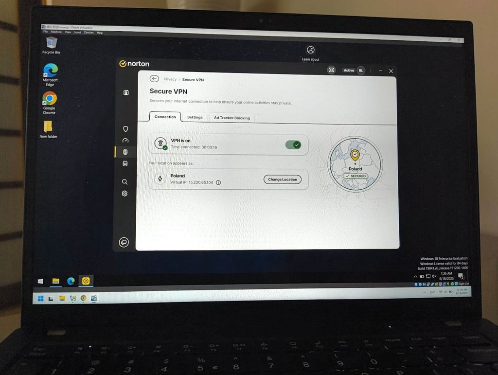 Norton VPN app interface