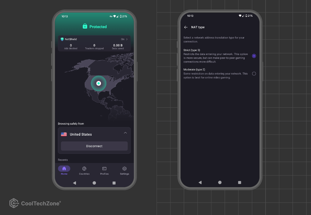Proton VPN Android app interface
