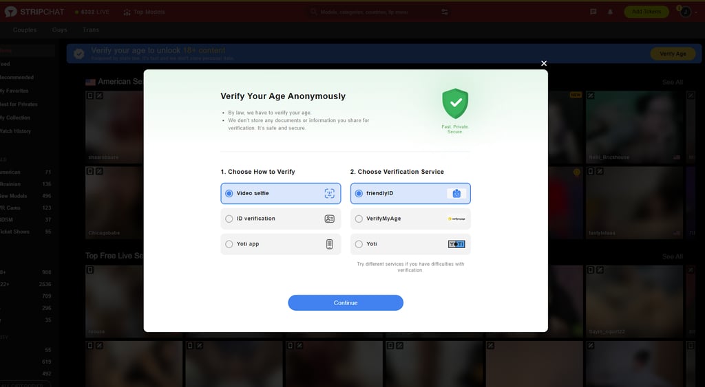 stripchat age verifications example