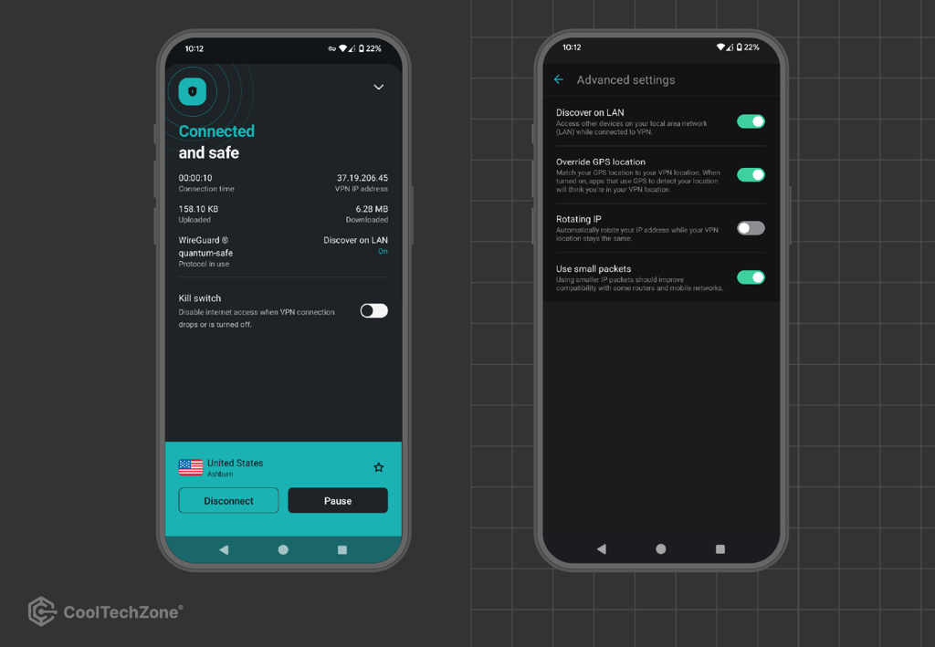 Surfshark Android app interface