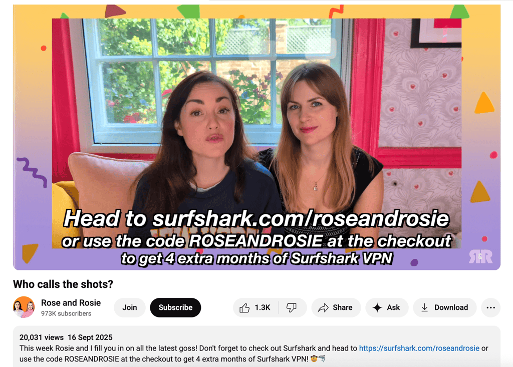Rose and Rosie’s Surfshark promo code