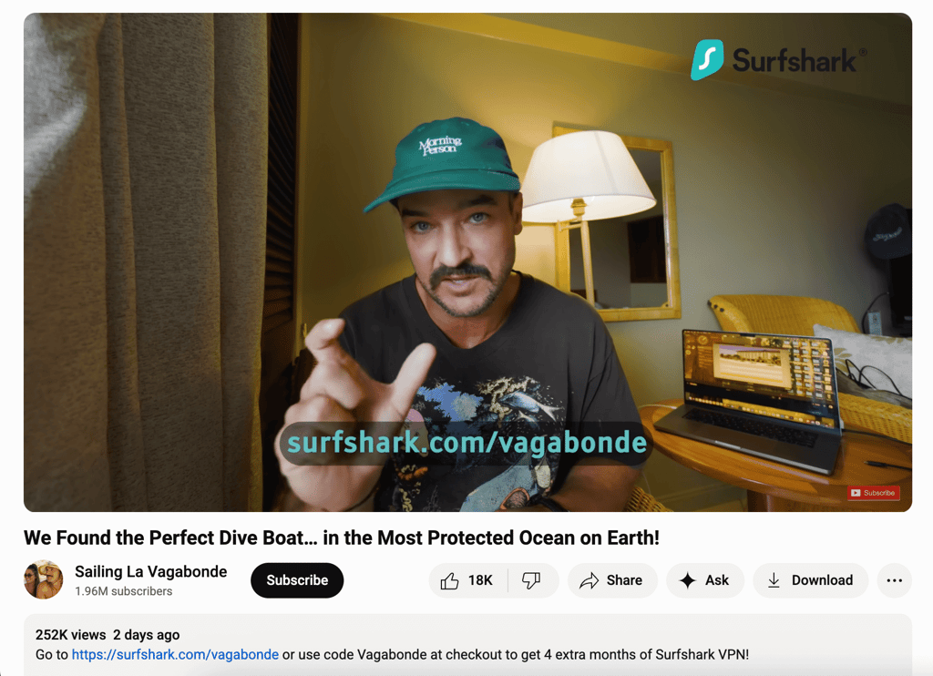 Sailing La Vagabonde’s Surfshark promo code