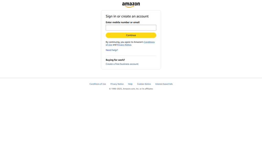 Creating a new Amazon account with NordVPN enabled