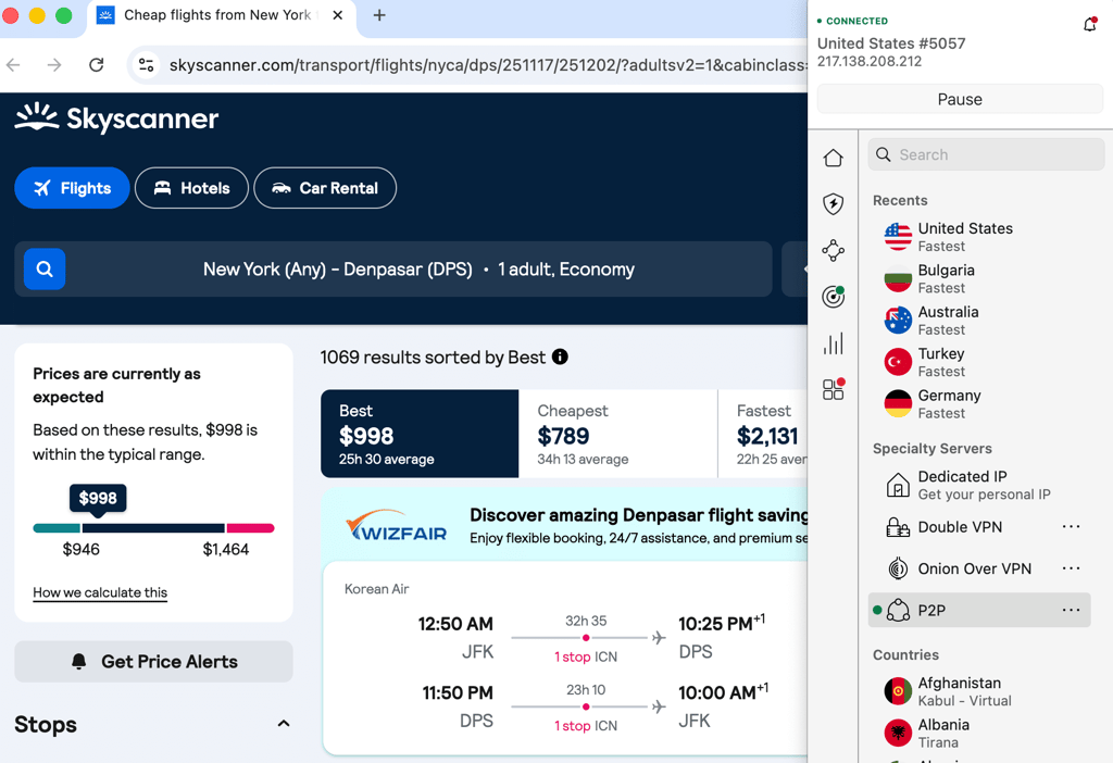 nordvpn skyscanner