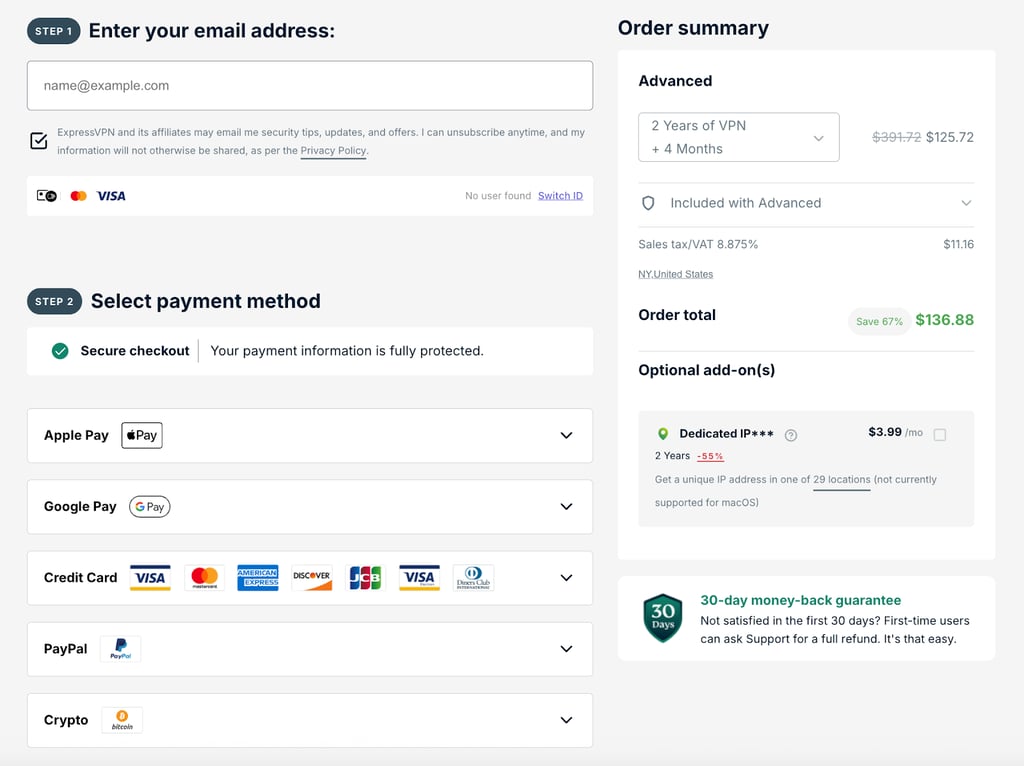 Review your ExpressVPN order