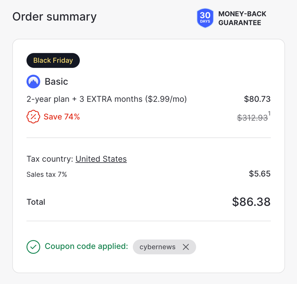 NordVPN checkout