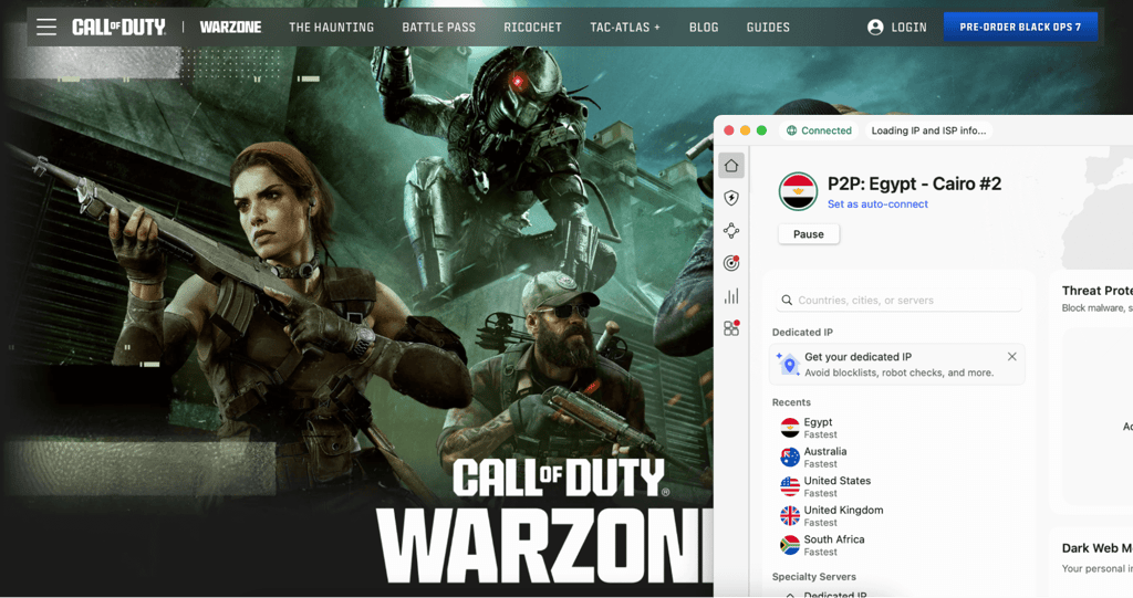 Warzone connected to Nord Egypt