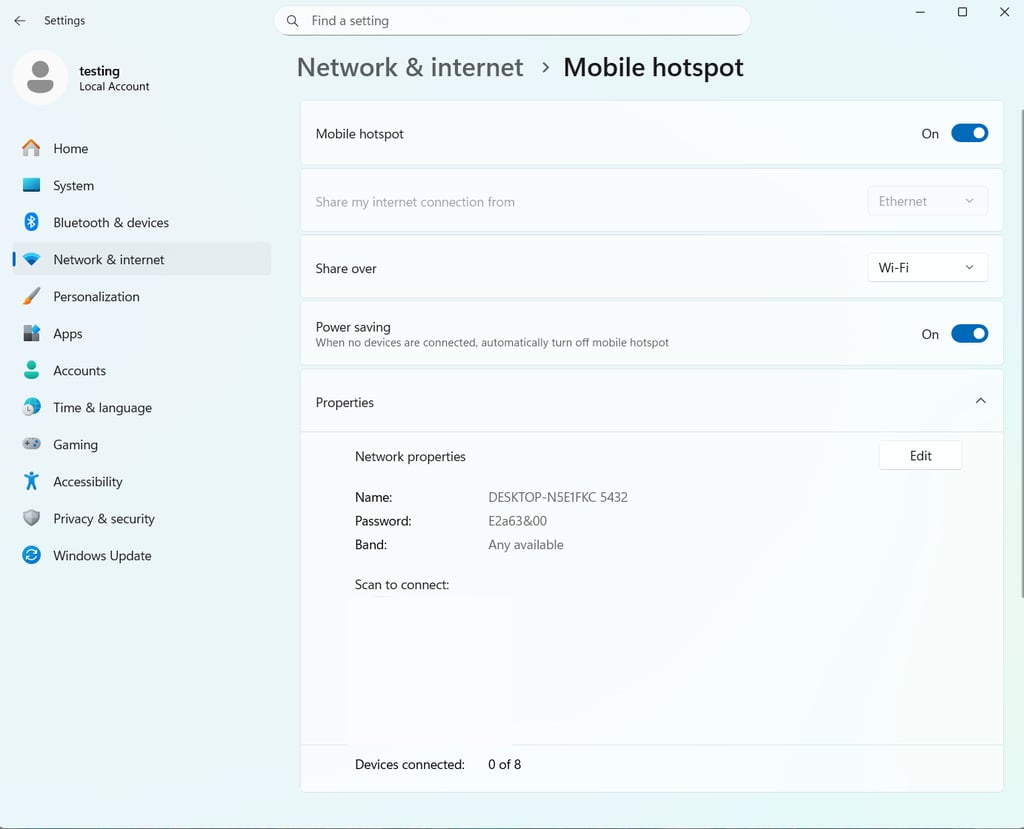 windows wifi connection sharing step 1