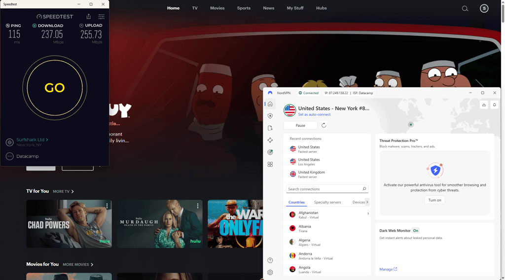 nordvpn hulu us