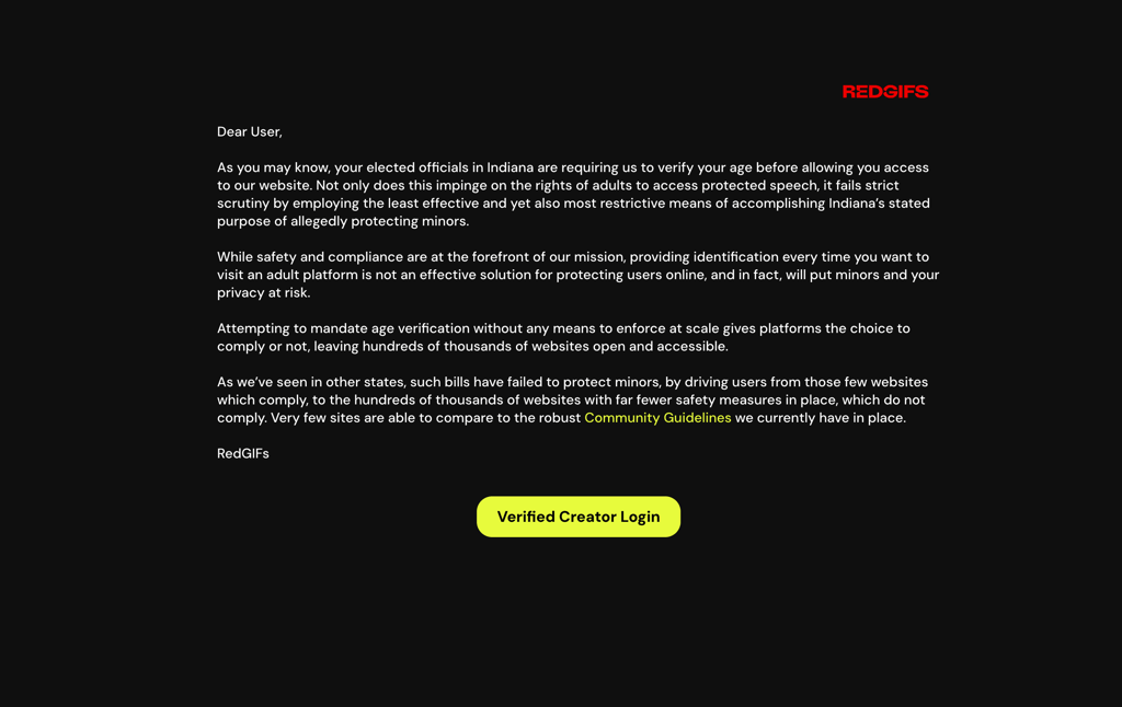 Redgifs blocked screen