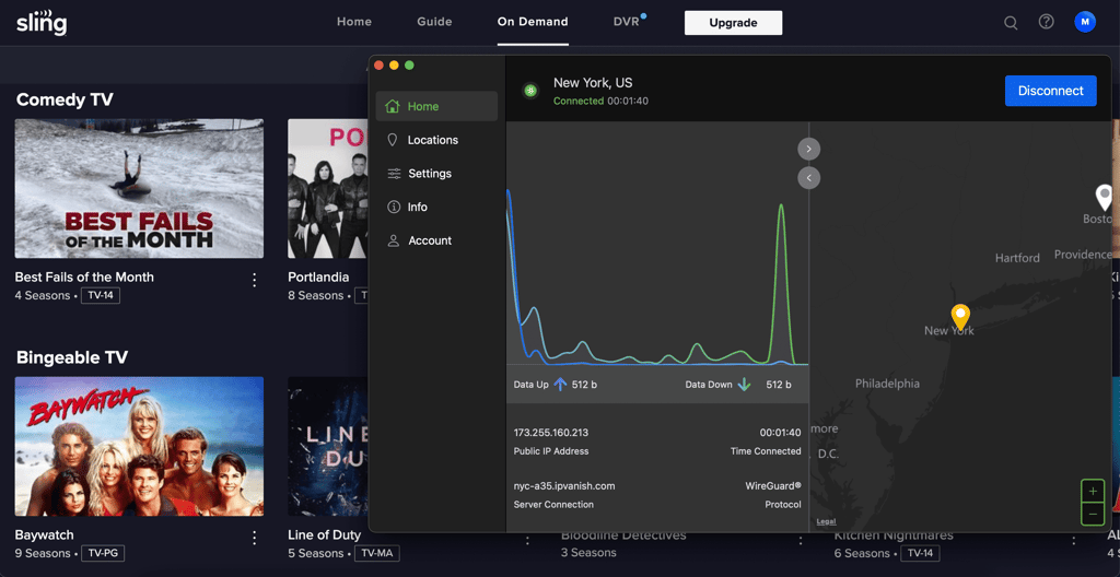 Streaming Sling TV with IPVanish