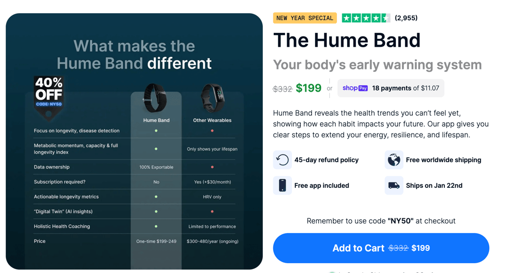 humeband checkout pricing