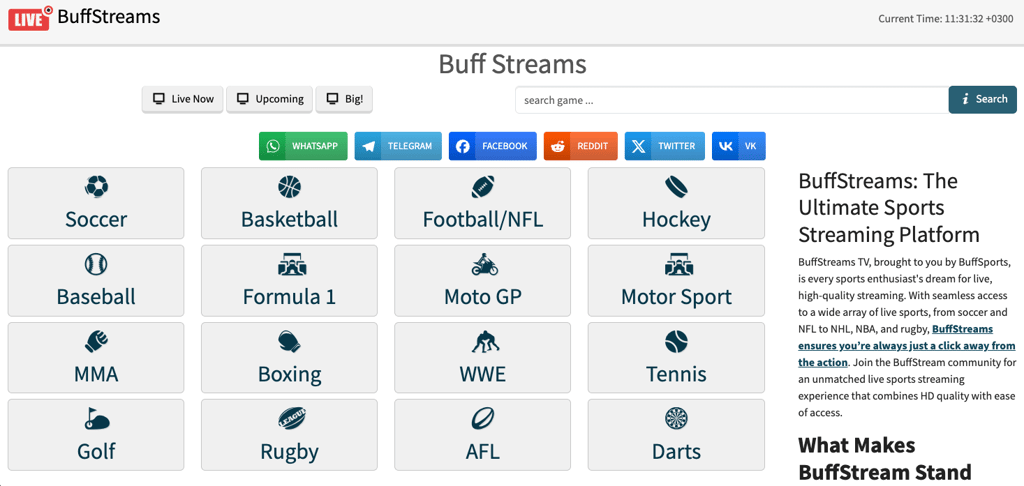 Buffsports.me streaming banner
